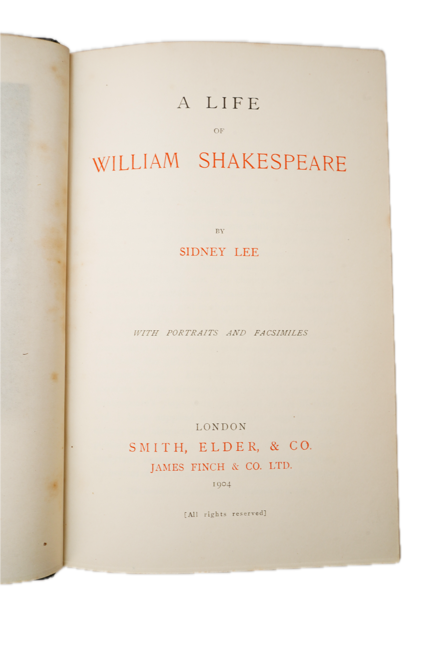1904 Life of William Shakespeare Half Leather Biography