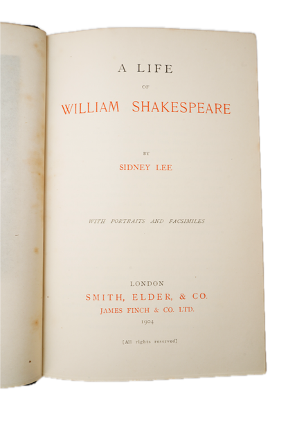 1904 Life of William Shakespeare Half Leather Biography