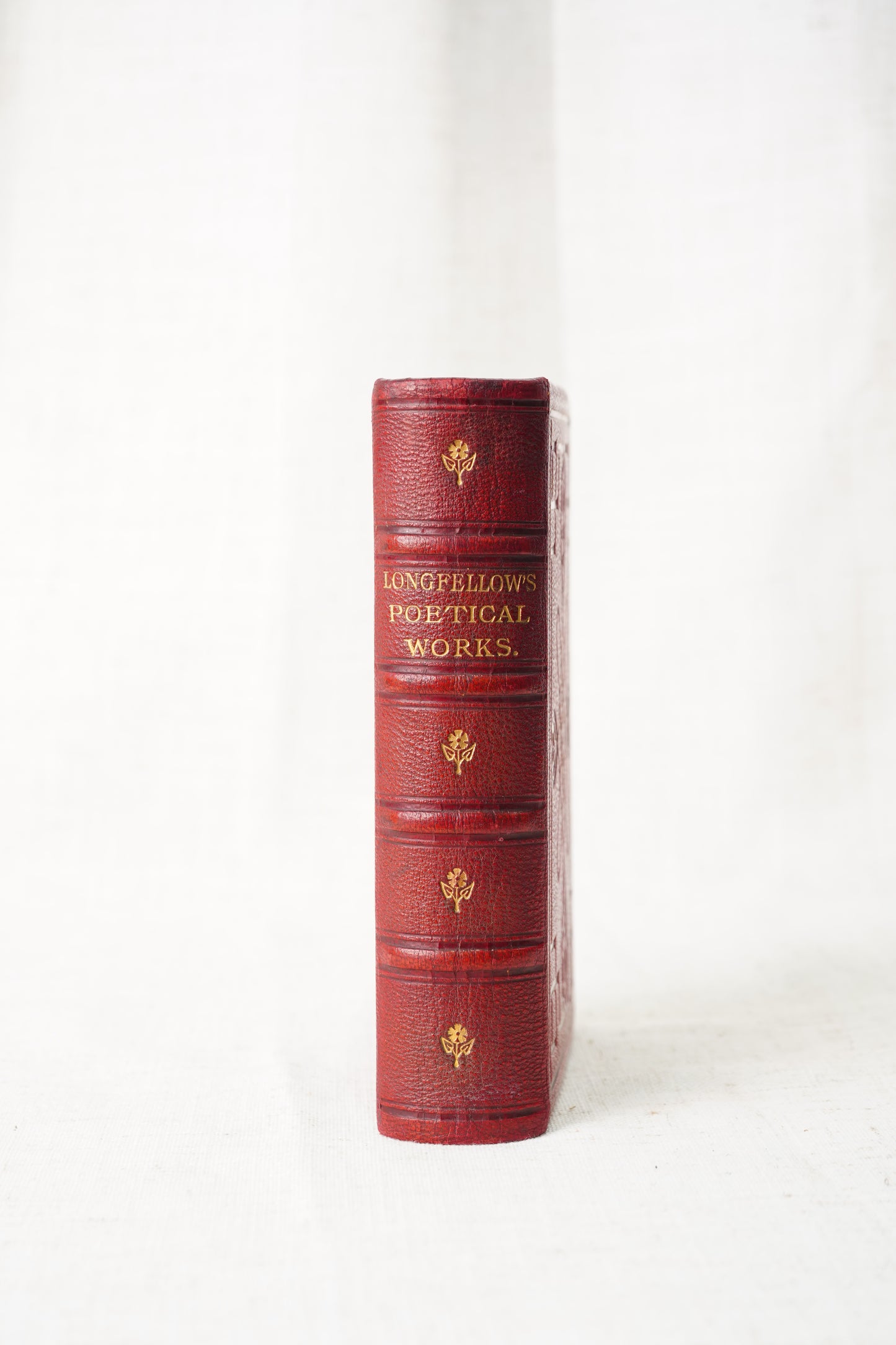 Antique Longfellow Poetry Book Red Leather 1869