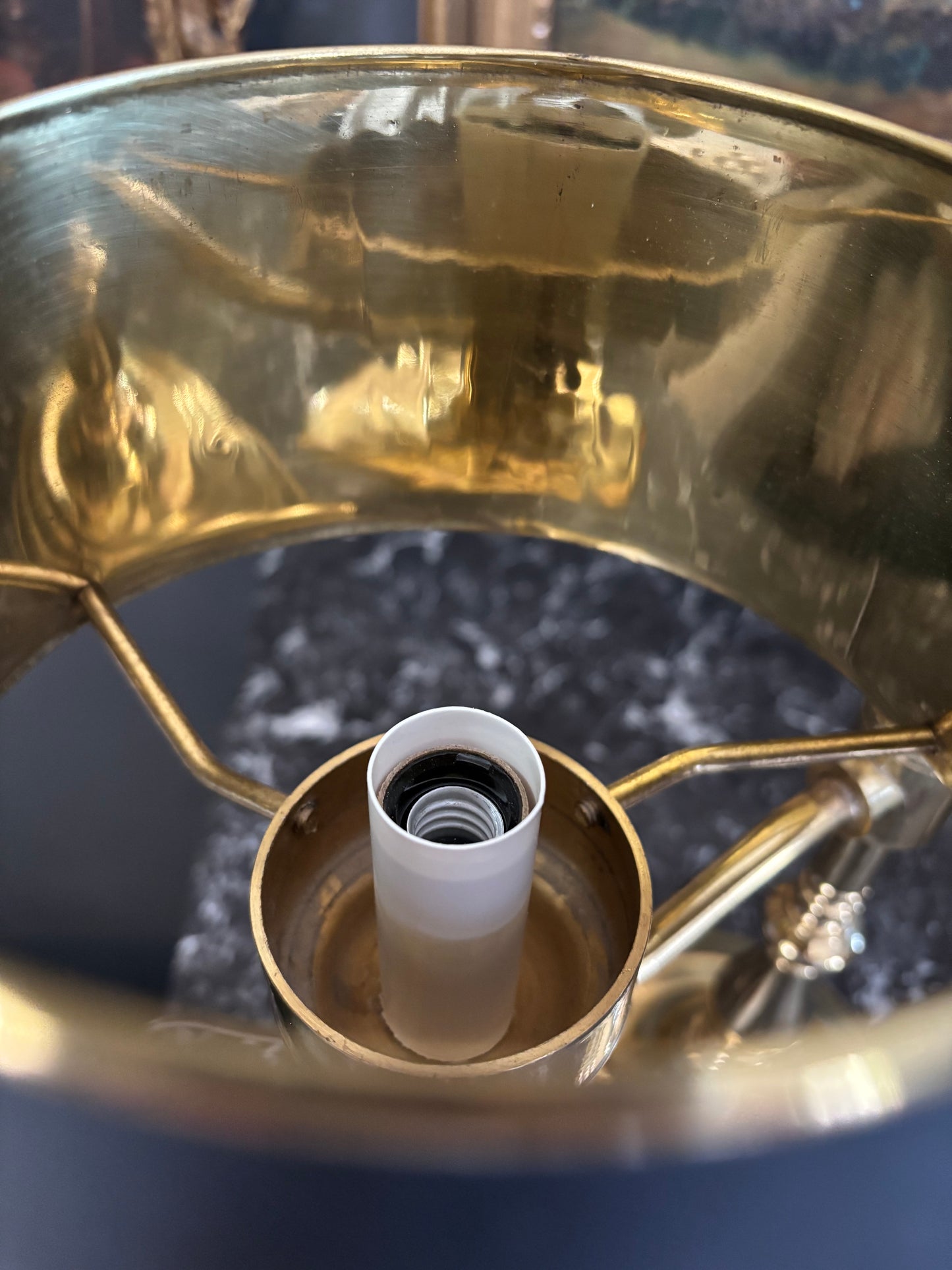 Brass Bouillotte Lamp with Black Shade