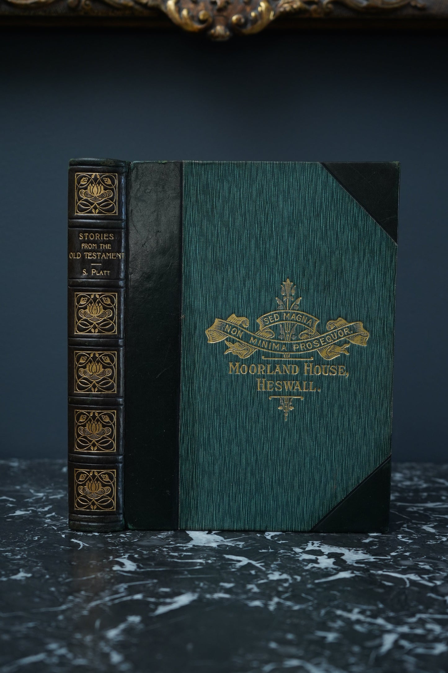 1908 Stories from the Old Testament by S. Platt, Religious Gift Book with Gilt Moorland House Prize Binding and Art Nouveau Spine