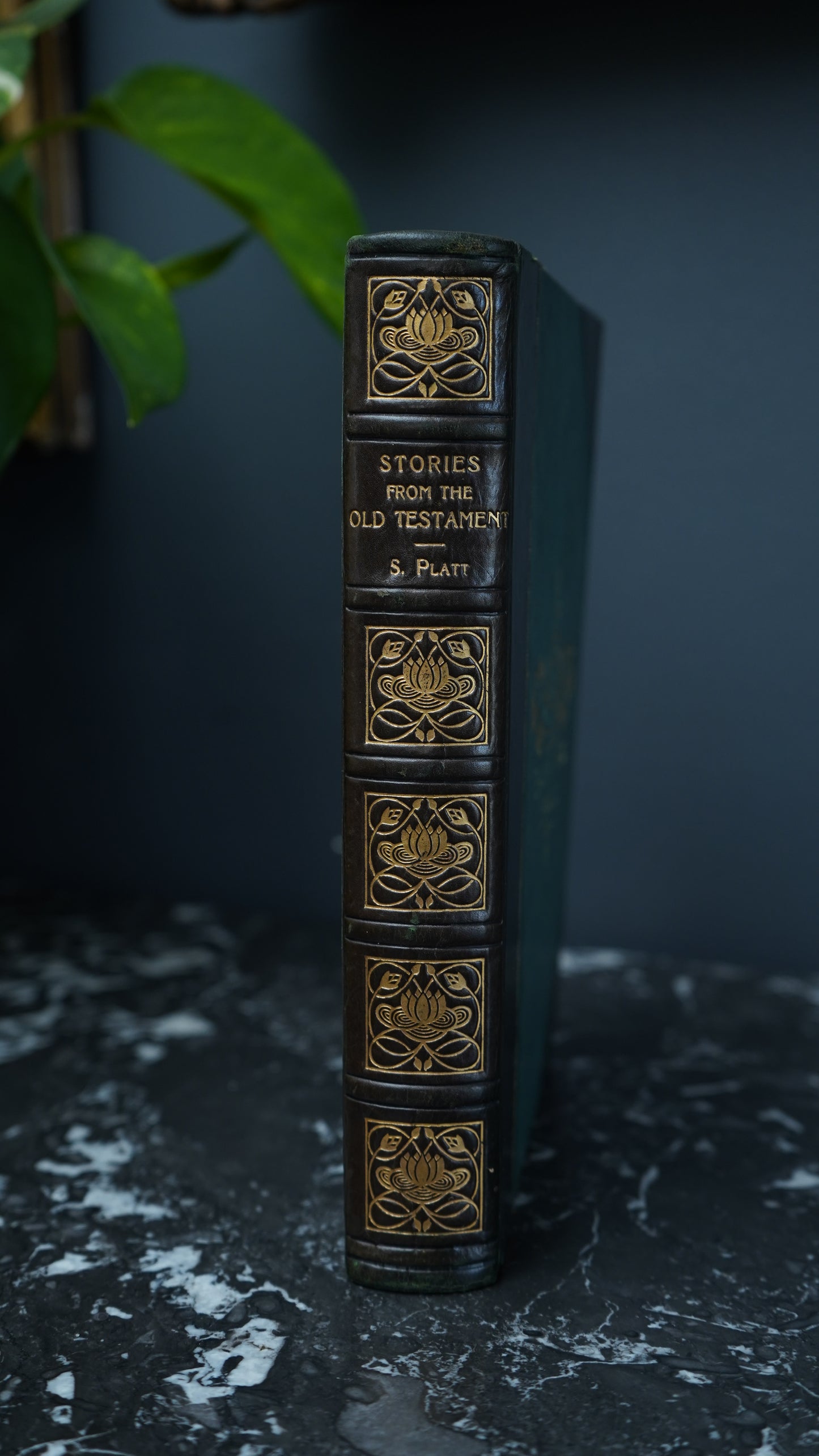 1908 Stories from the Old Testament by S. Platt, Religious Gift Book with Gilt Moorland House Prize Binding and Art Nouveau Spine