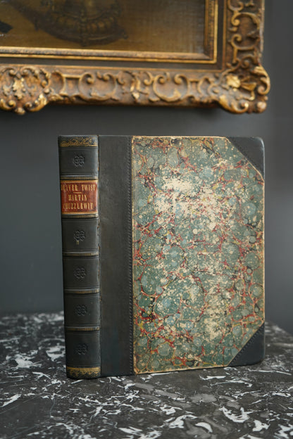 Charles Dickens Oliver Twist & Martin Chuzzlewit Victorian Leather Book