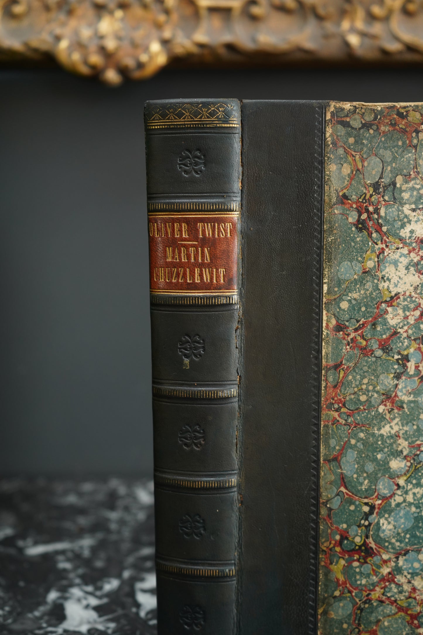 Antique Dickens Literature Book Oliver Twist and Martin Chuzzlewit Victorian Illustrated Edition