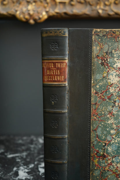 Charles Dickens Oliver Twist & Martin Chuzzlewit Victorian Leather Book