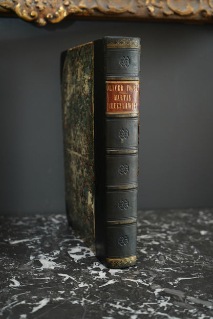Charles Dickens Oliver Twist & Martin Chuzzlewit Victorian Leather Book