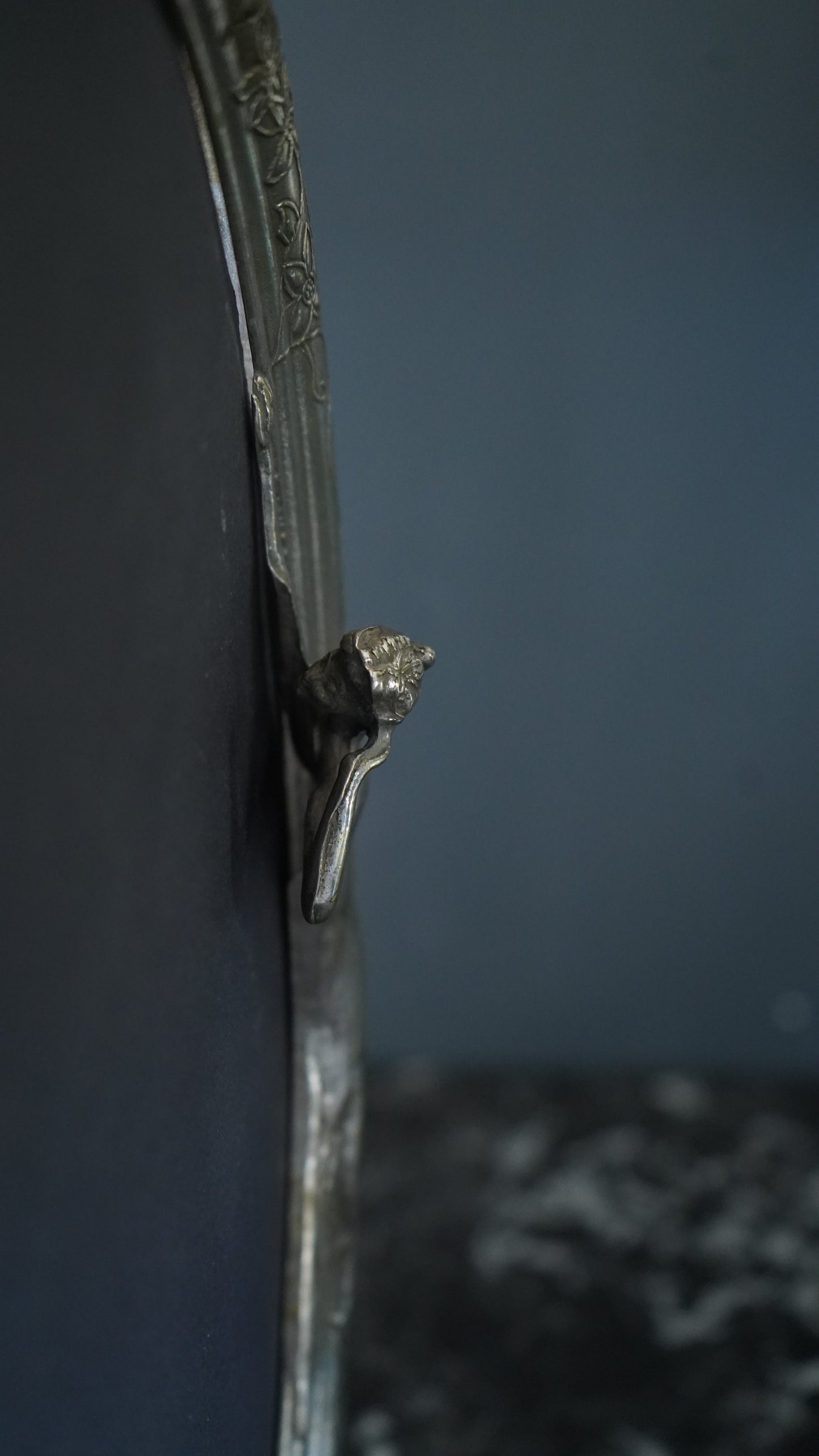 Art Nouveau Silver Plated Oval Frame with Lady and Floral Motif, Circa 1900