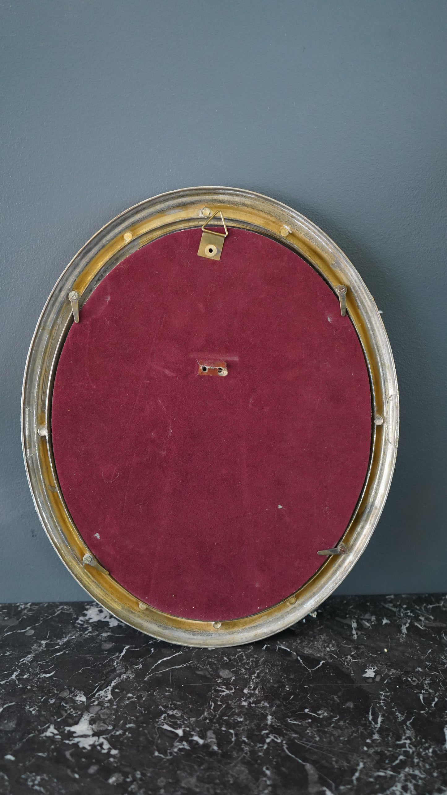 Art Nouveau Silver Plated Oval Frame with Lady and Floral Motif, Circa 1900