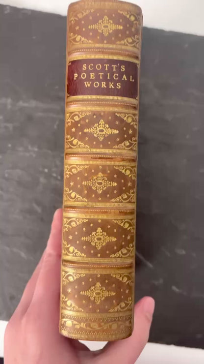 1913 Sir Walter Scott Poetical Works Full Calf Prize Binding