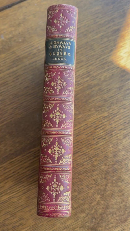 1912 "Highways and Byways in Sussex" Red Full Leather Prize Binding Book