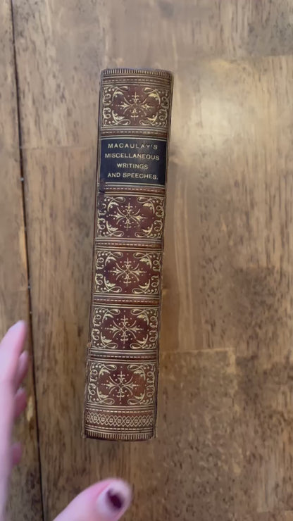 1889 Macaulay Miscellaneous Writings Speeches Full Calf Leather Book