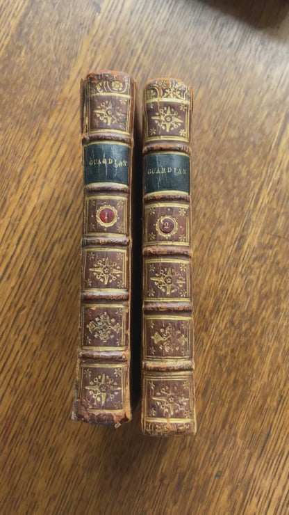 2 Volumes 1726 "The Guardian" Brown Full Leather Books