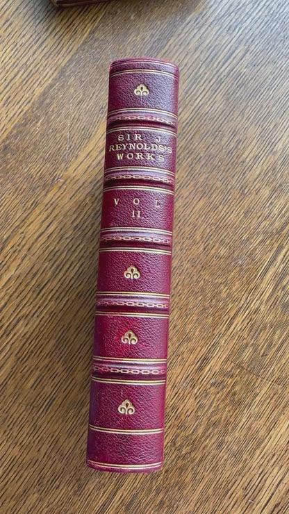 1883 Vol. 2 "The Literary Works of Sir Joshua Reynolds" Red Full Leather Book