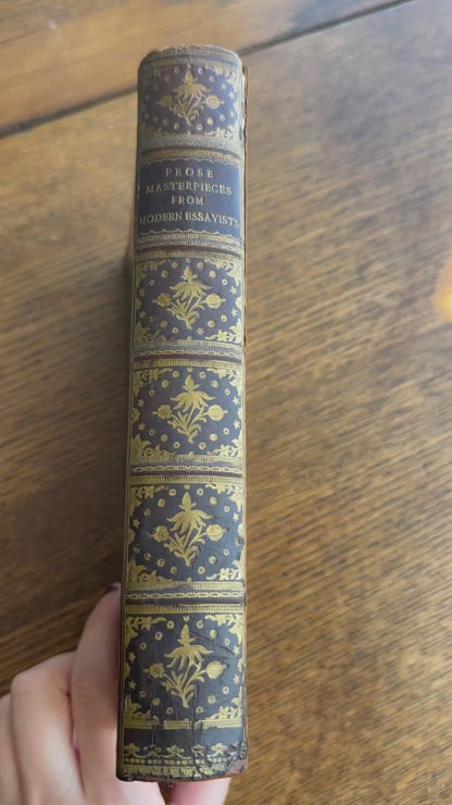 1896 "Prose Masterpieces from Modern Essayists" Brown Full Leather Book