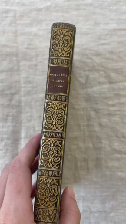 Montgomery Pelican Island 1828 Antique Prize Binding Green Leather Book