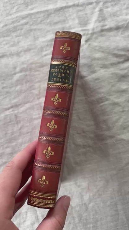 Owen Meredith Lucile Antique Fine Red Morocco Binding Gilt Monogram