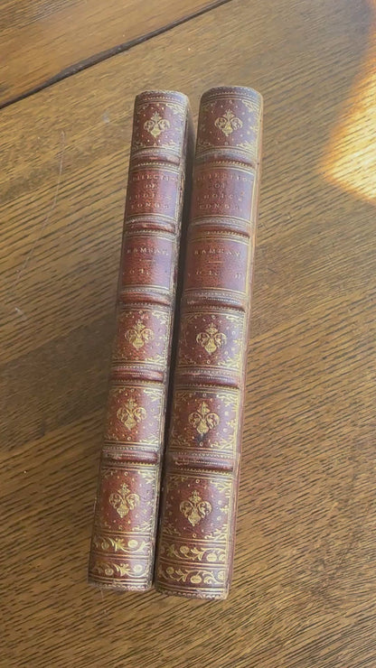 2 Volumes 1871 "A Collection of Choice Songs Scots & English" Purple Half Leather Book