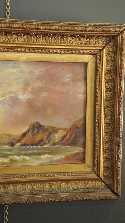Antique Victorian British Seascape Oil Painting, Signed R. Kaye, Circa 1890