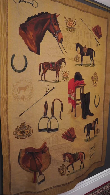 Large Equestrian Wall Tapestry – Dressage Horse Jacquard, European Made NEW