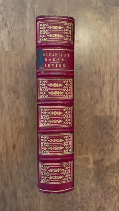Antique Poetry Red Leather Book "The Works of Oliver Goldsmith"