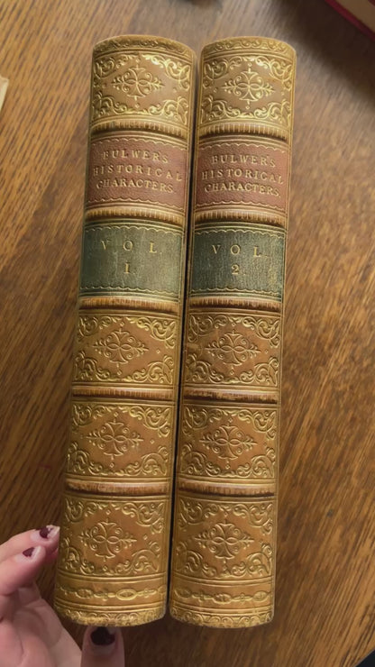 1868 " Historical Characters " Brown Half Leather Book