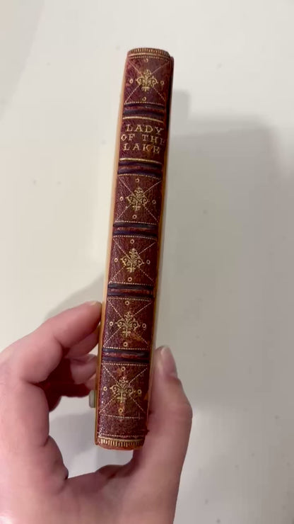 1874 Lady of the Lake Walter Scott Half Leather Wood Binding