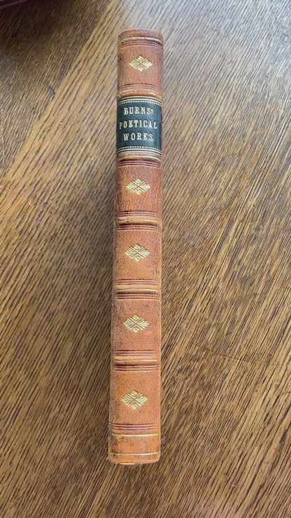1919 "The Poetical Works of Robert Burns" Brown Full Leather Prize Binding Book