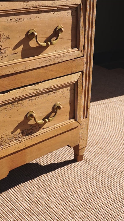 Antique French Louis XVI Sandblasted Walnut Commode, Circa 1790