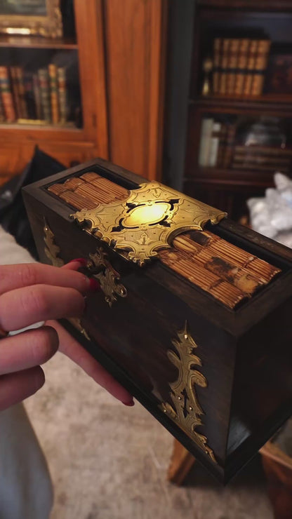 Antique Rosewood Spring Opening Stationery Box