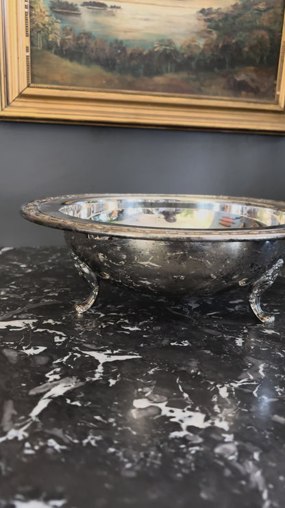 Antique Silver Plated Footed Serving Bowl