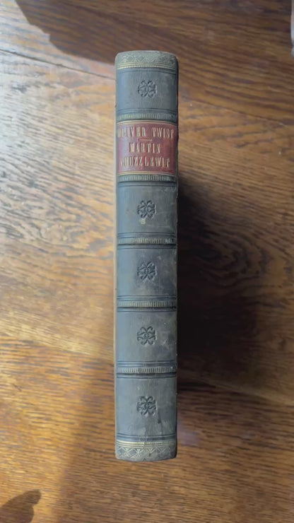 Charles Dickens Oliver Twist & Martin Chuzzlewit Victorian Leather Book