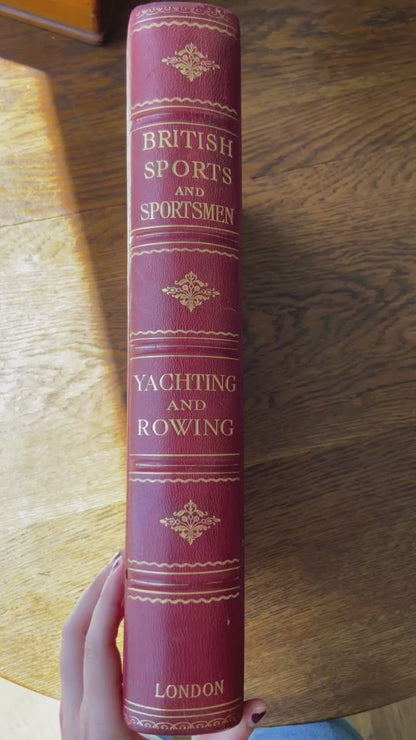 1916 “British Sports: Yachting and Rowing" XL Full Morocco Red Leather Book, First Edition