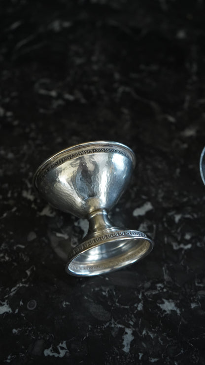 Set of 6 Sterling Silver & Etched Glass Dessert Cups