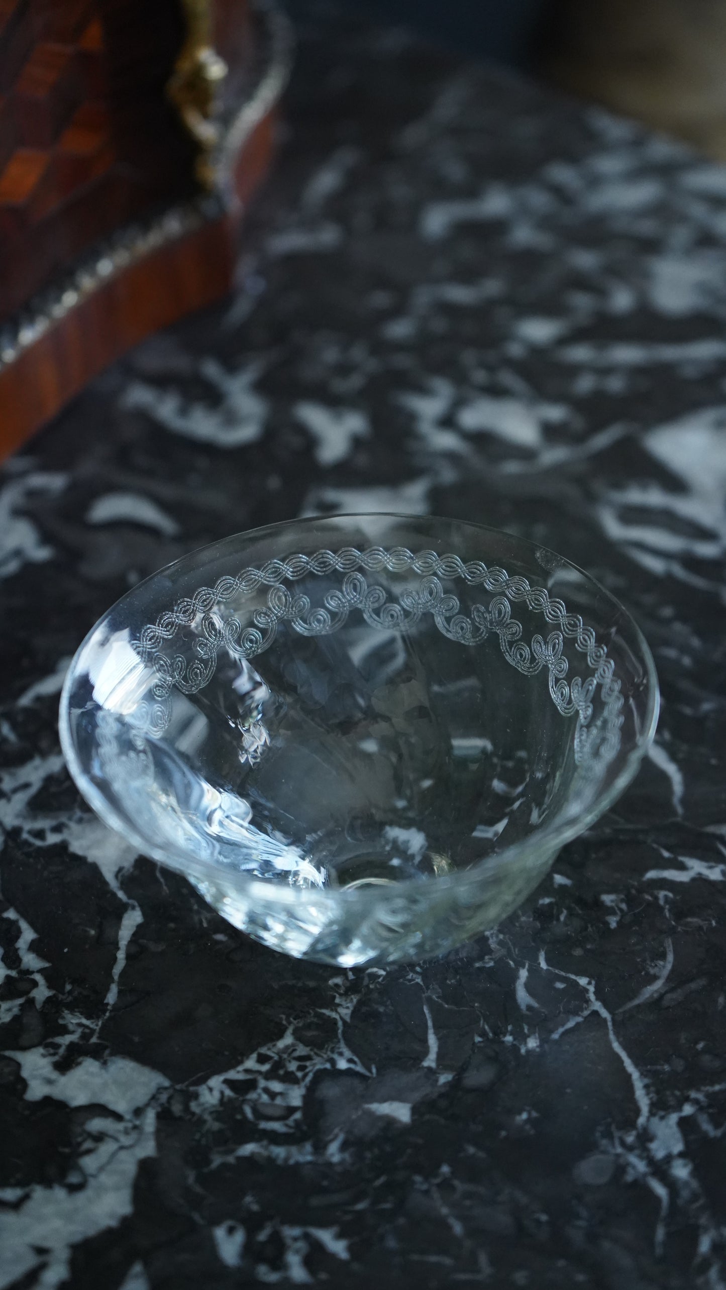 Set of 6 Sterling Silver & Etched Glass Dessert Cups