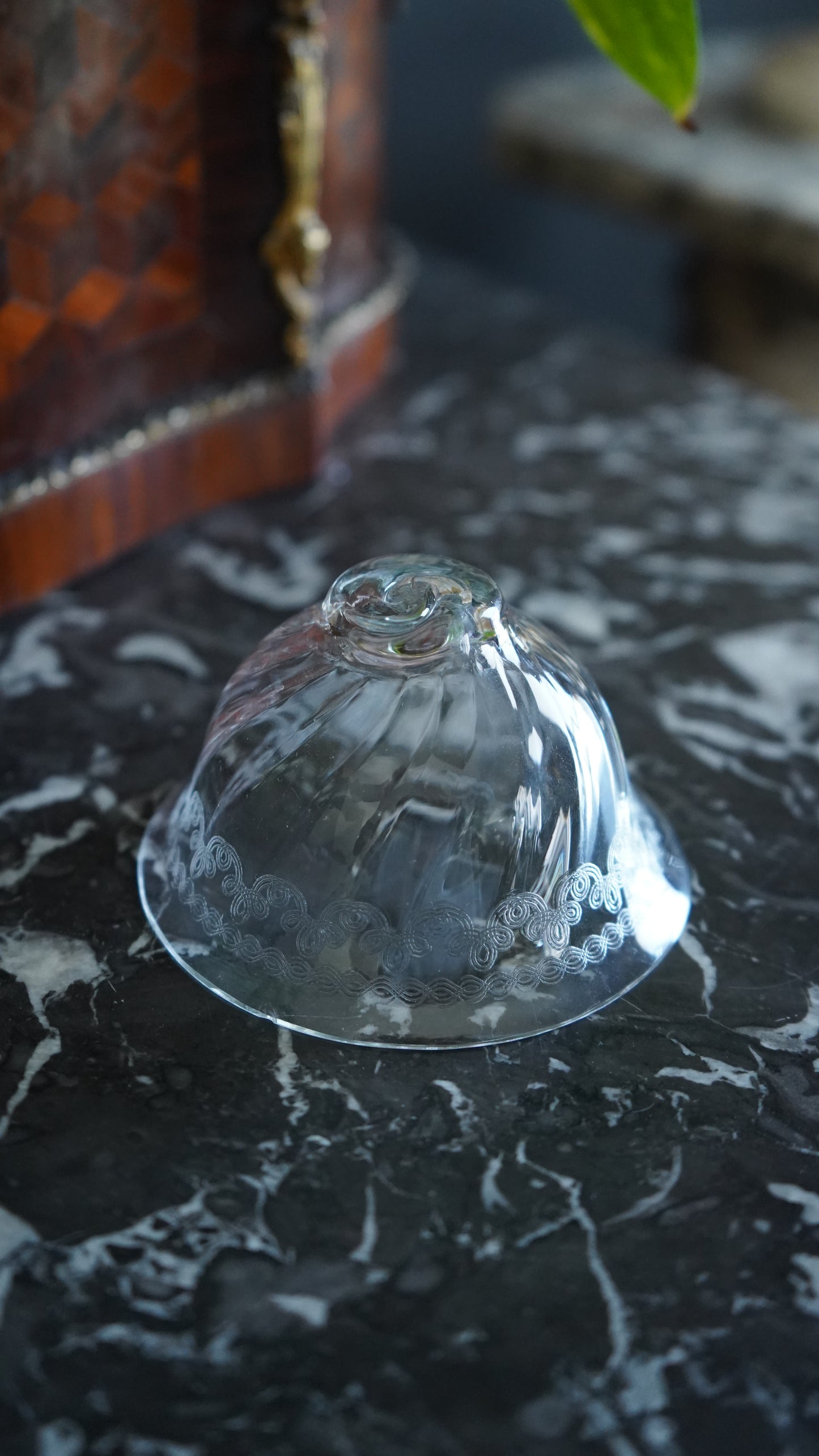 Set of 6 Sterling Silver & Etched Glass Dessert Cups