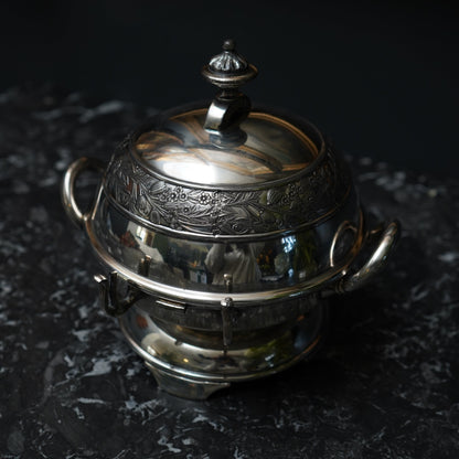 Antique 1880 Wilcox Silver-Plated Caviar or Butter Dish with Glass Insert