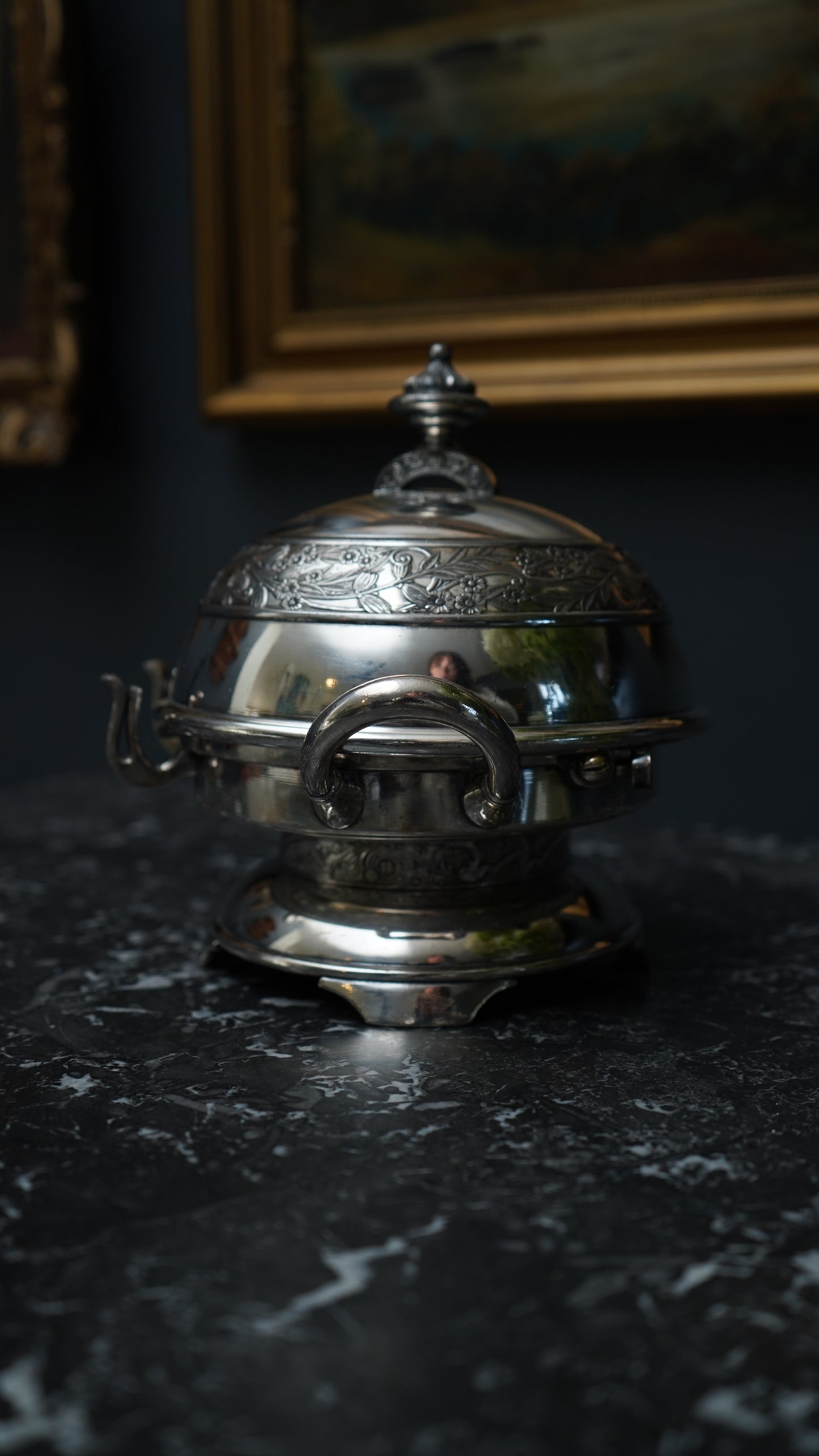 Antique 1880 Wilcox Silver-Plated Caviar or Butter Dish with Glass Insert