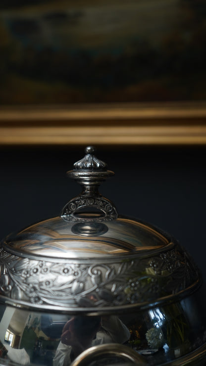 Antique 1880 Wilcox Silver-Plated Caviar or Butter Dish with Glass Insert