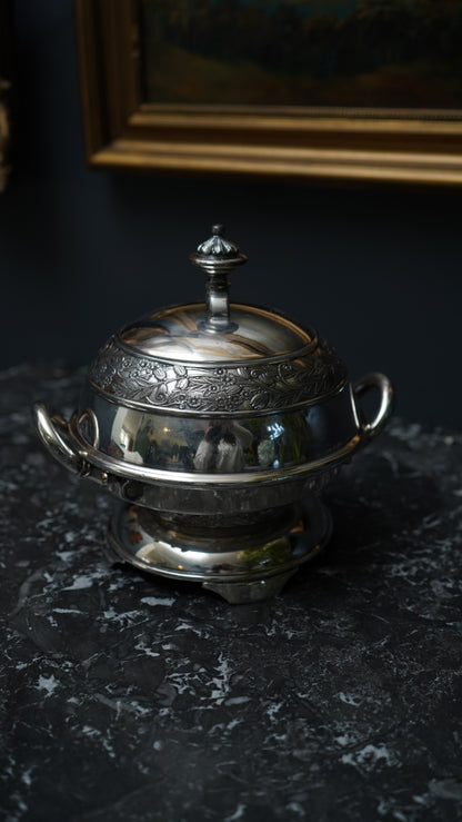 Antique 1880 Wilcox Silver-Plated Caviar or Butter Dish with Glass Insert