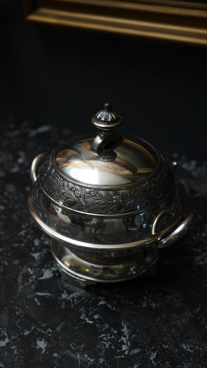 Antique 1880 Wilcox Silver-Plated Caviar or Butter Dish with Glass Insert