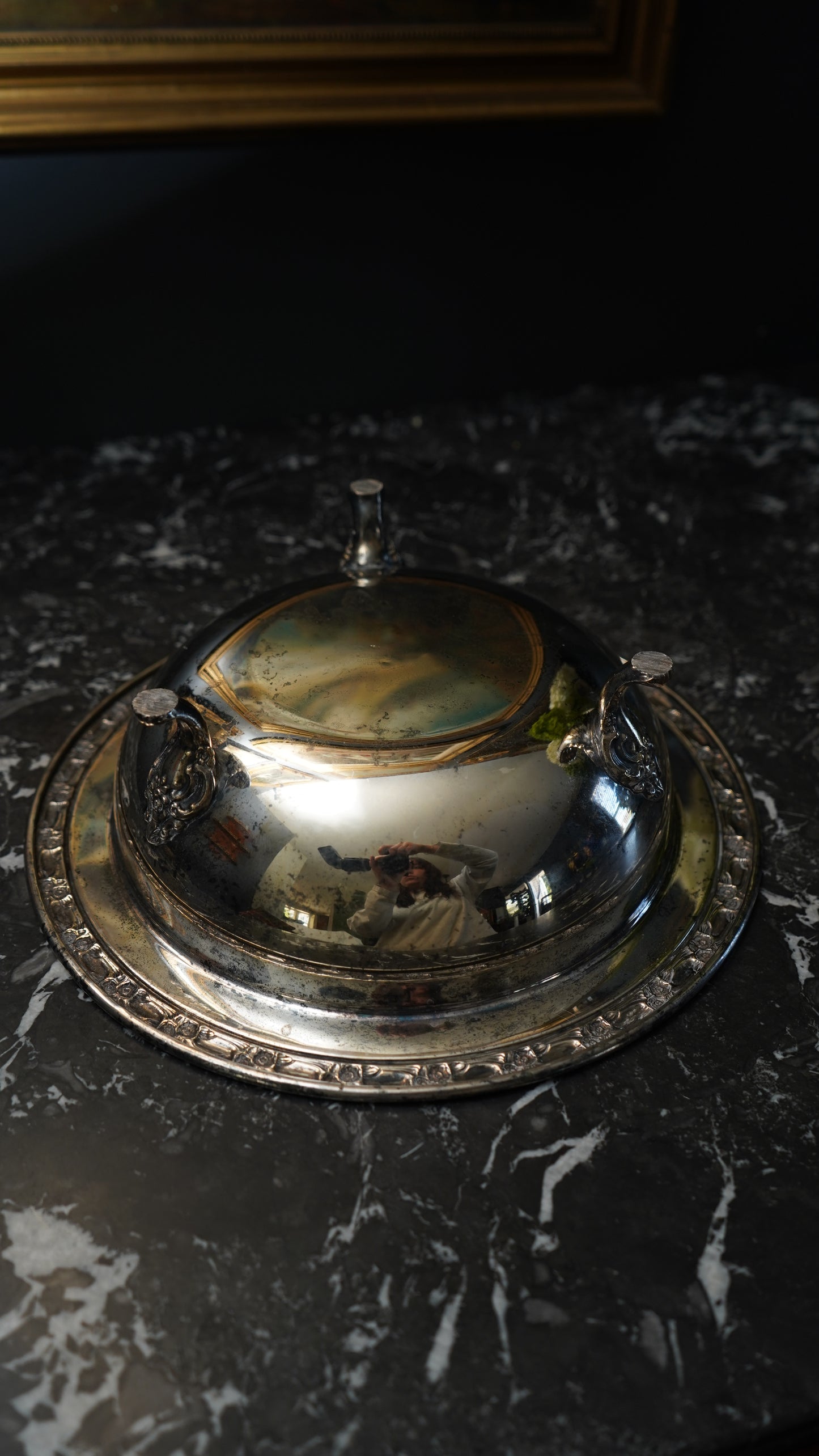 Antique Silver Plated Footed Serving Bowl