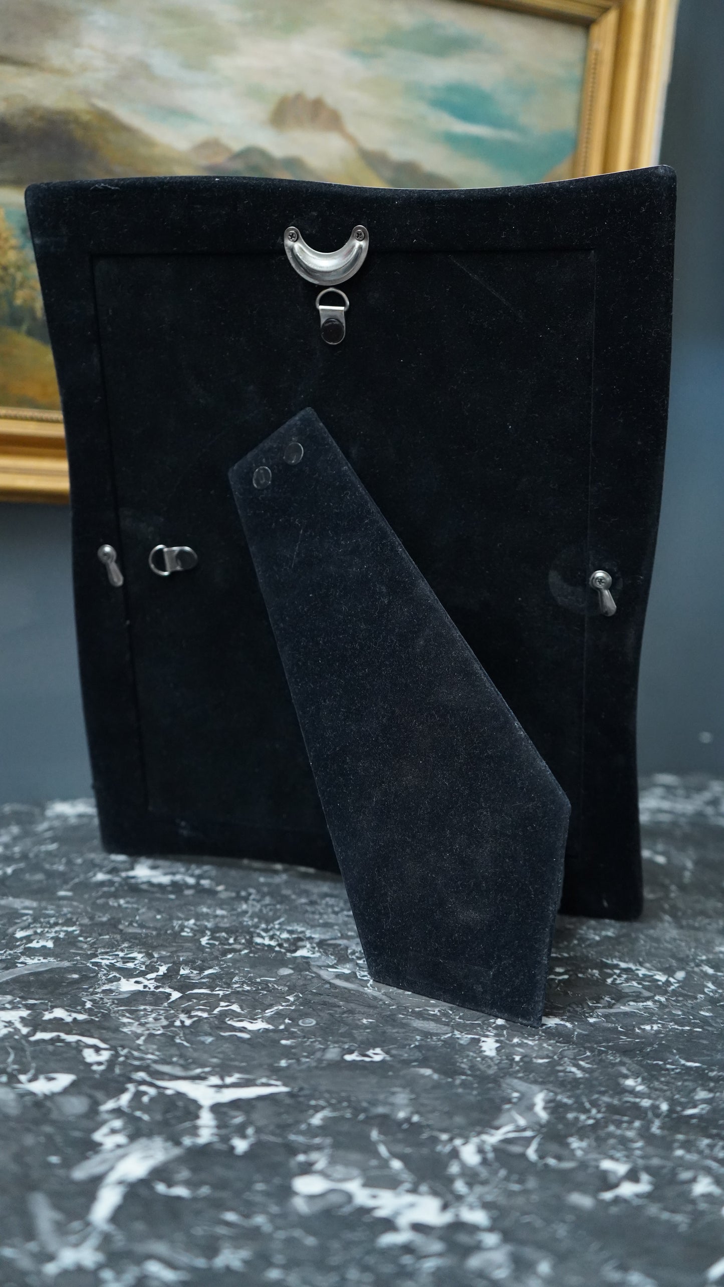 Late 20th Century Modernist Silver Plated Picture Frame with Curved Wave Design, Carr Silver-Plated Frame