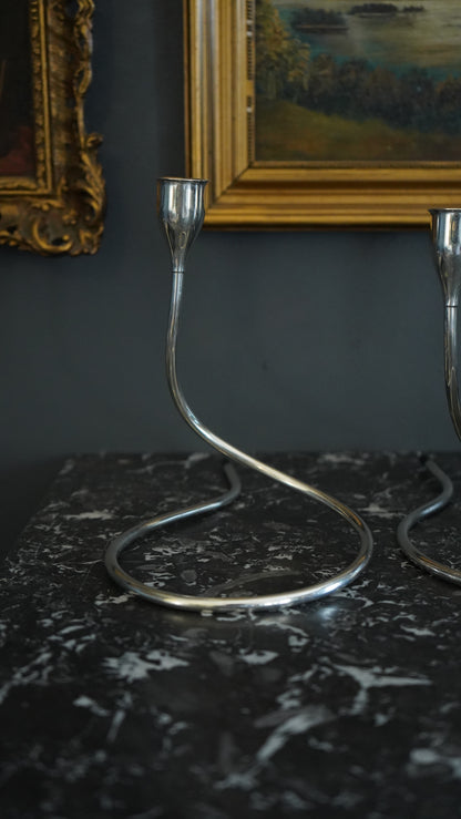 Towle Sterling Silver Modernist Candleholders – Mid-Century Sculptural Design (Set of 3)