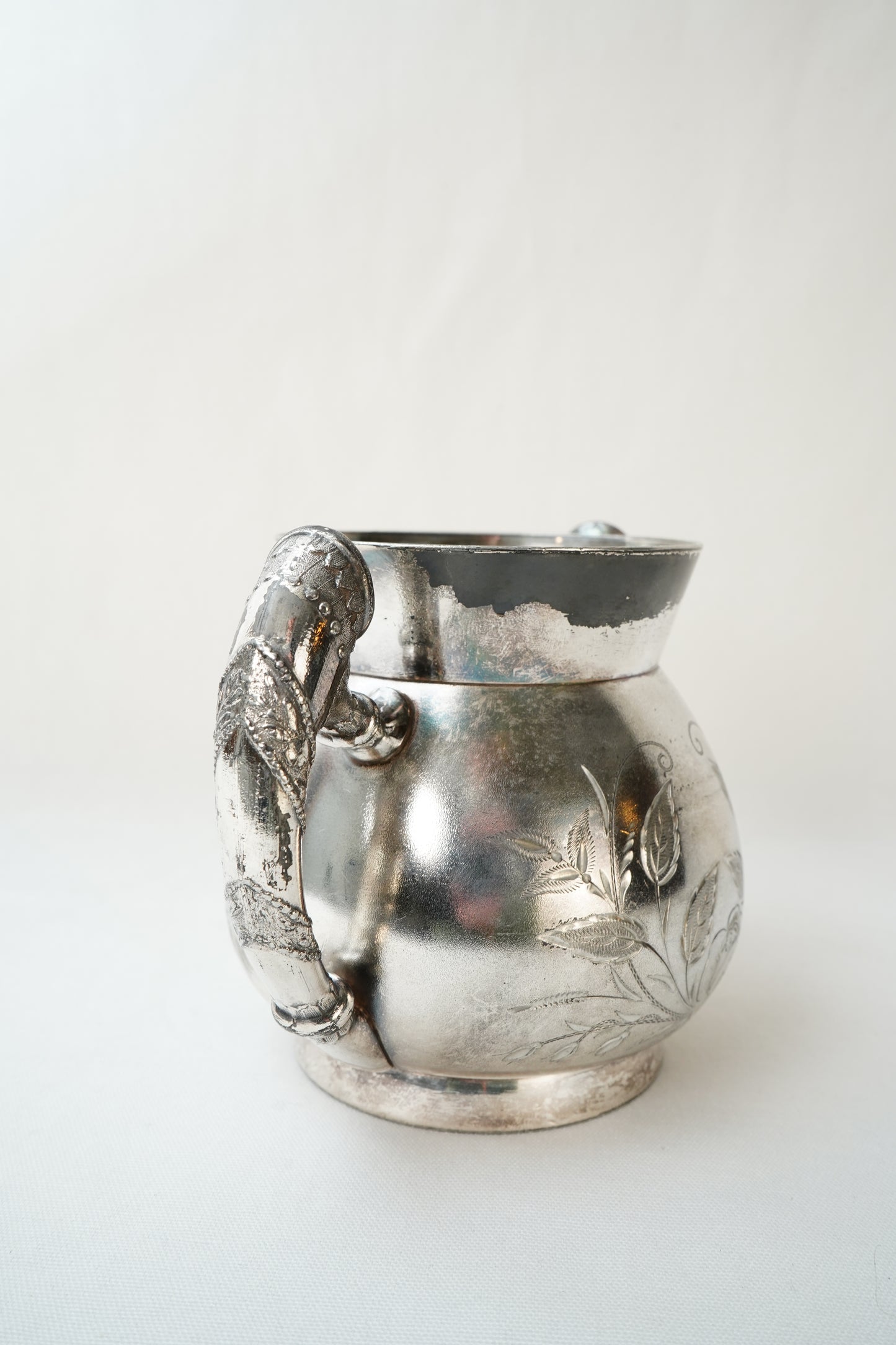Antique Wm. Rogers Quadruple Silverplate Sugar Bowl with Floral Engraving, Hartford Conn.
